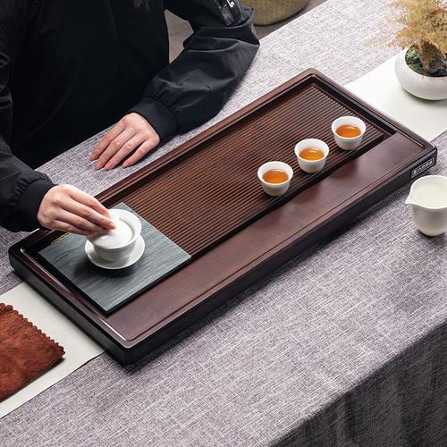 九竹茶盘 重竹与乌金石的雅致交响，家用功夫茶具的品味之选